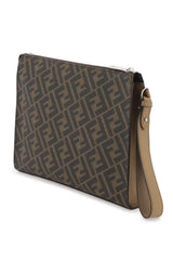 FF Jacquard &amp; Leather Clutch, Silver Hardware