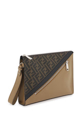 FF Jacquard &amp; Leather Clutch, Silver Hardware