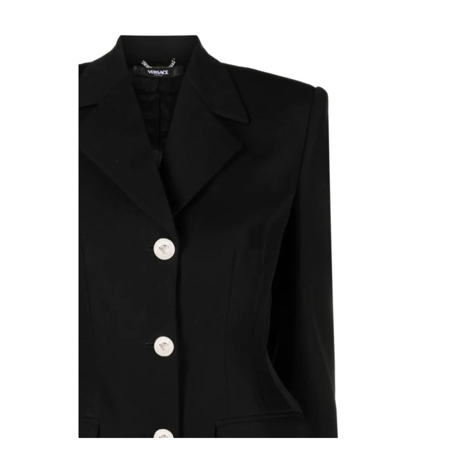 Black Hourglass Single-Breasted Blazer in Wool