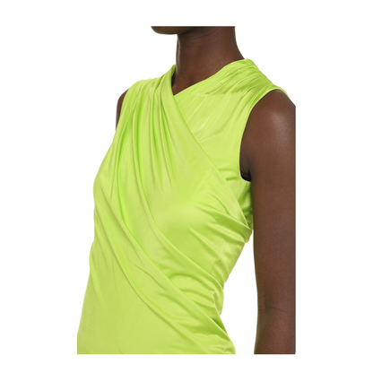 Gathered Crossover Neck Jersey Minidress