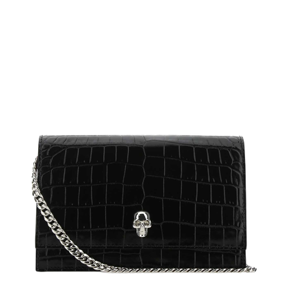 Skull Mini Croco Print Cross Body Bag