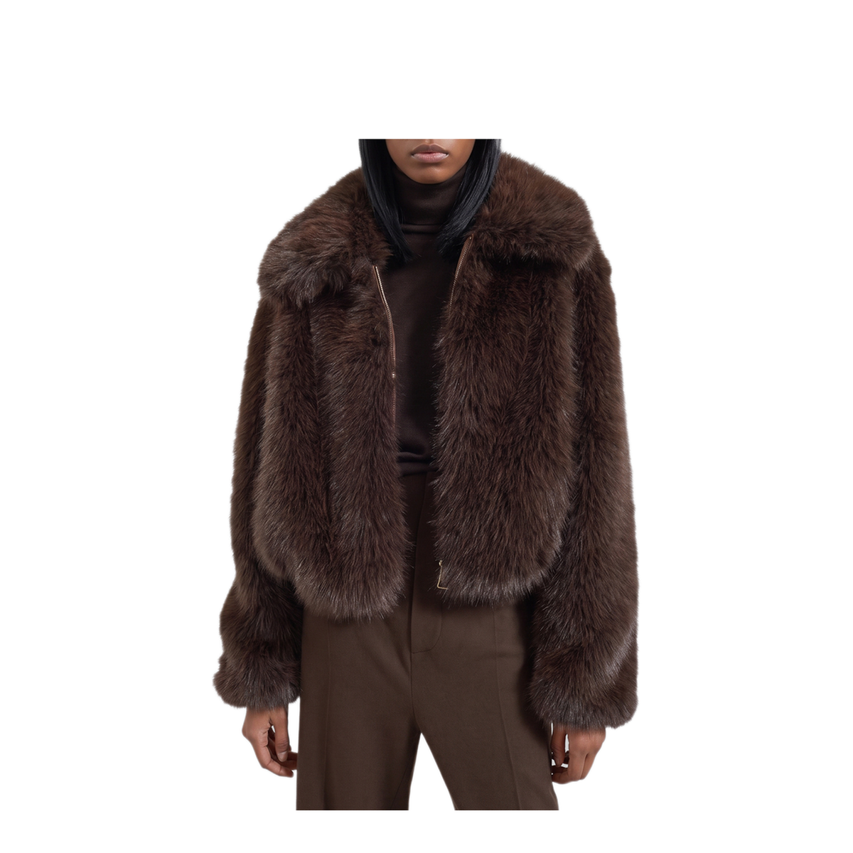 MAYFEYR - The Frankie Shop - Dark Plum Faux Fur Jacket - COFS041442000BROWN