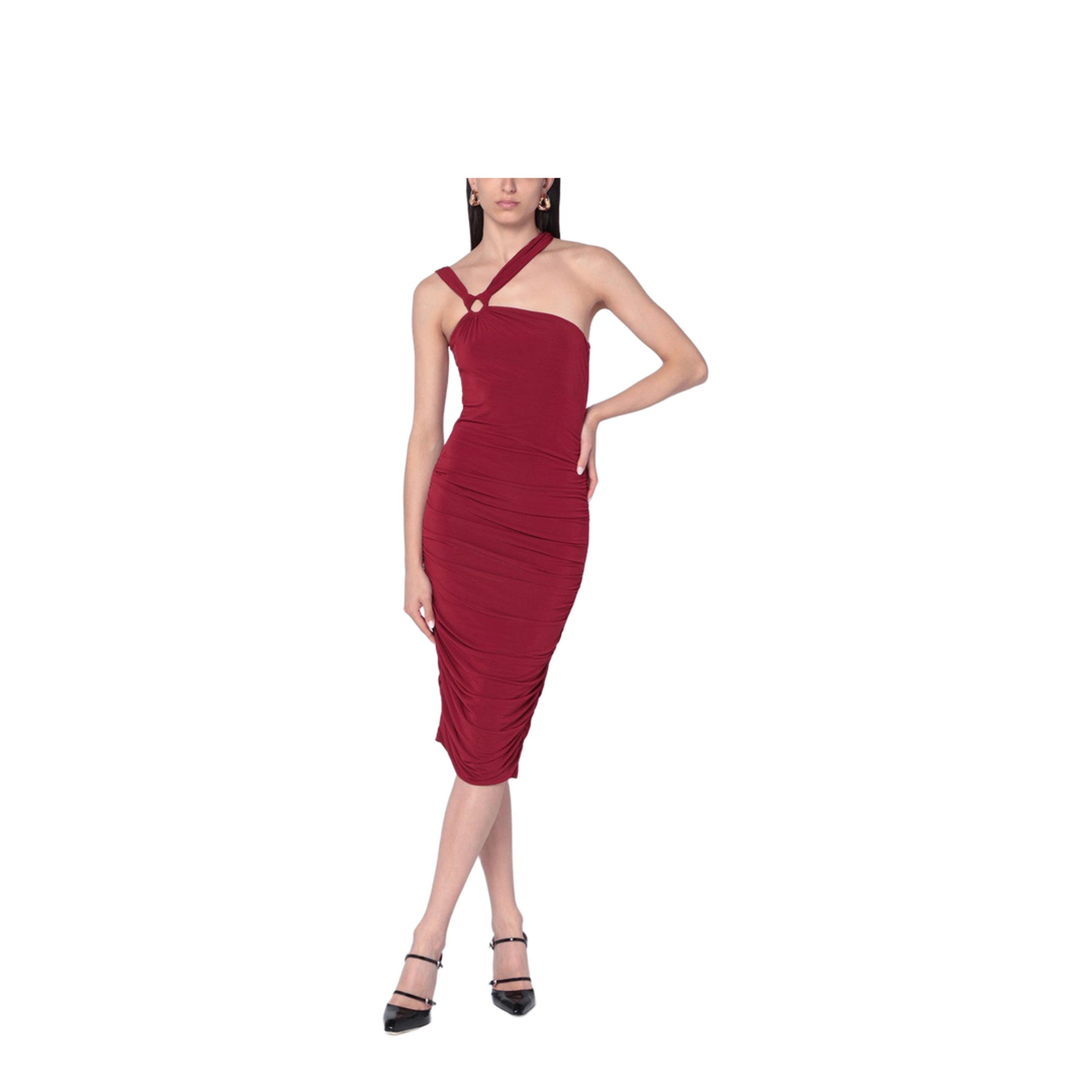 One-shoulder Ethel dress in light burgundy