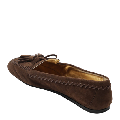 Suede Moccasin Cacao With Embroidery And Tassels