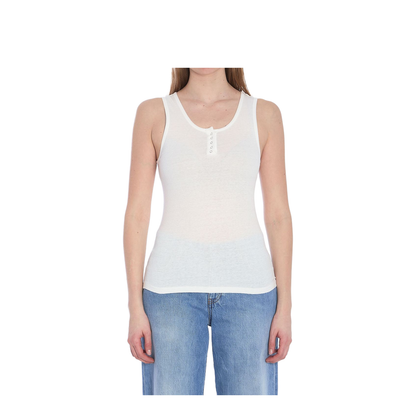 White Cotton Blend Tank Top