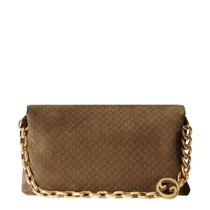 Large Shoulder Bag GG Suede Brown