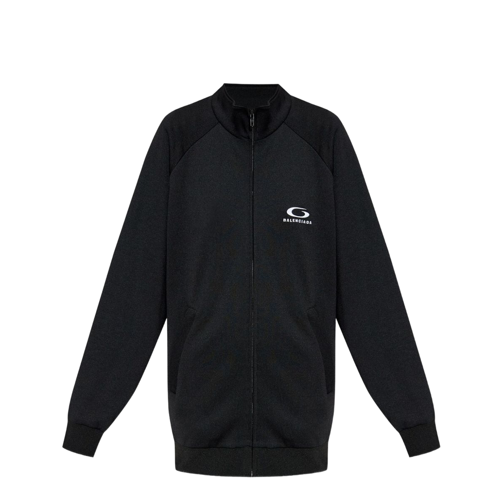 Black Cotton Zip-Up Tracksuit Jacket