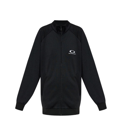 Black Cotton Zip-Up Tracksuit Jacket