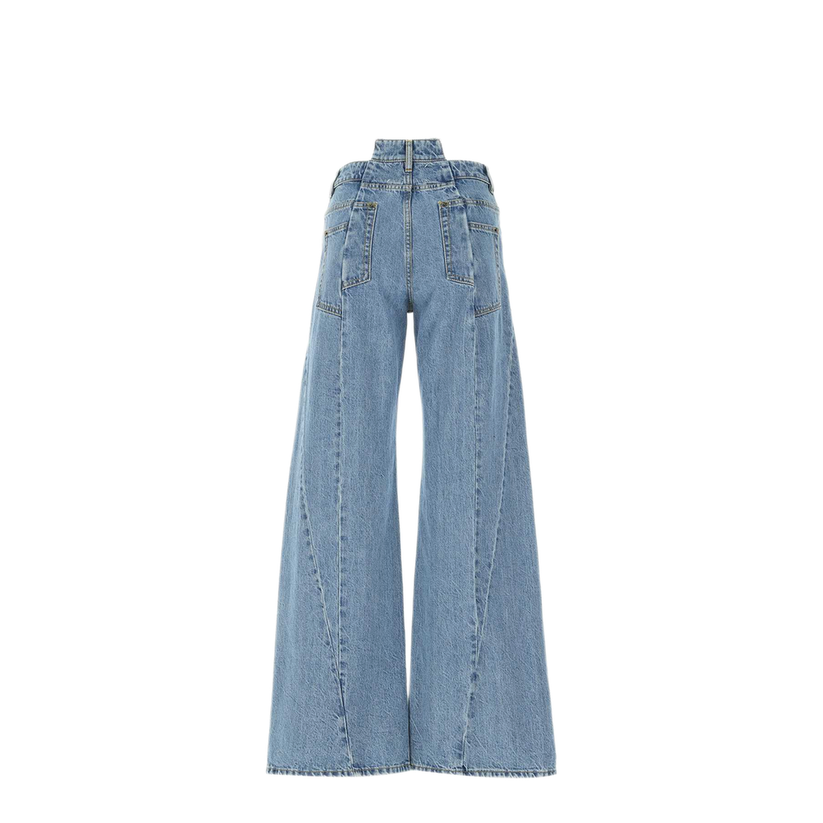 Blue Denim Regular-waisted Wide-leg Jeans