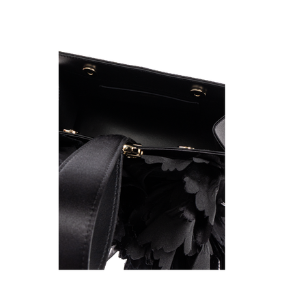 Handbag with Floral Appliqués