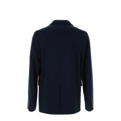 Single-breast Cotton Jersey Jacket in Dark Blue