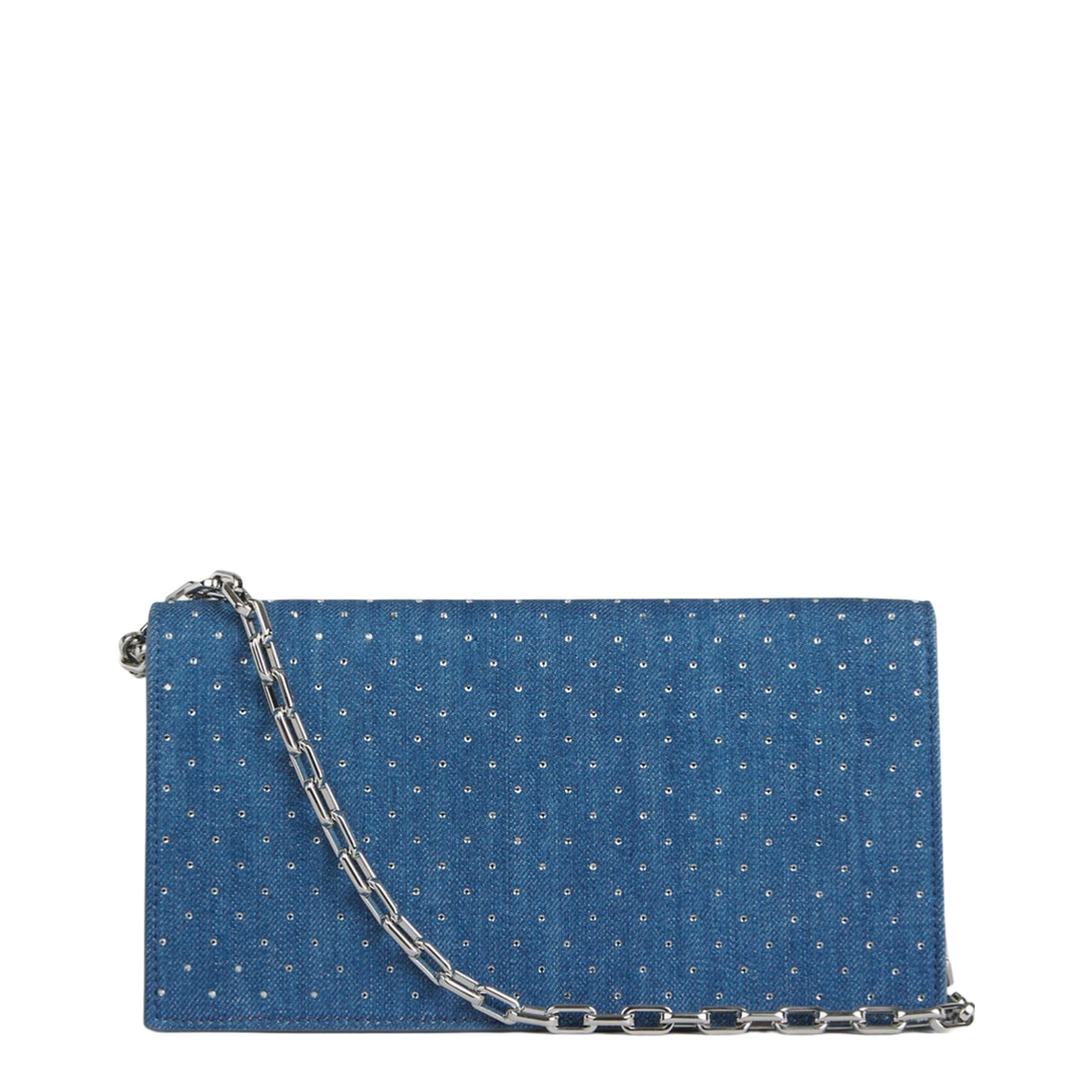 Denim Rhinestone Clutch