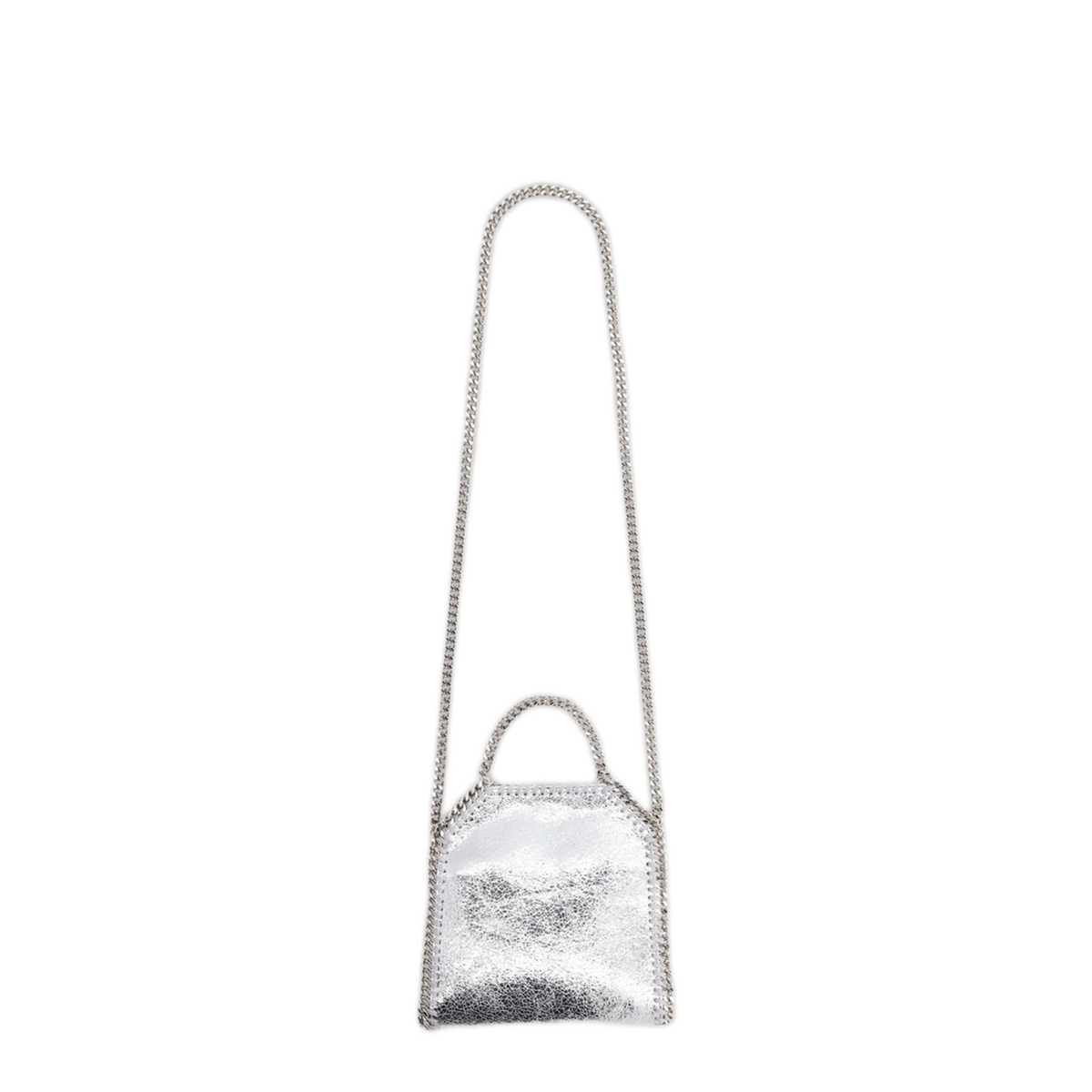 Falabella Tiny Cracked Metallic Polyester Tote Bag - Silver