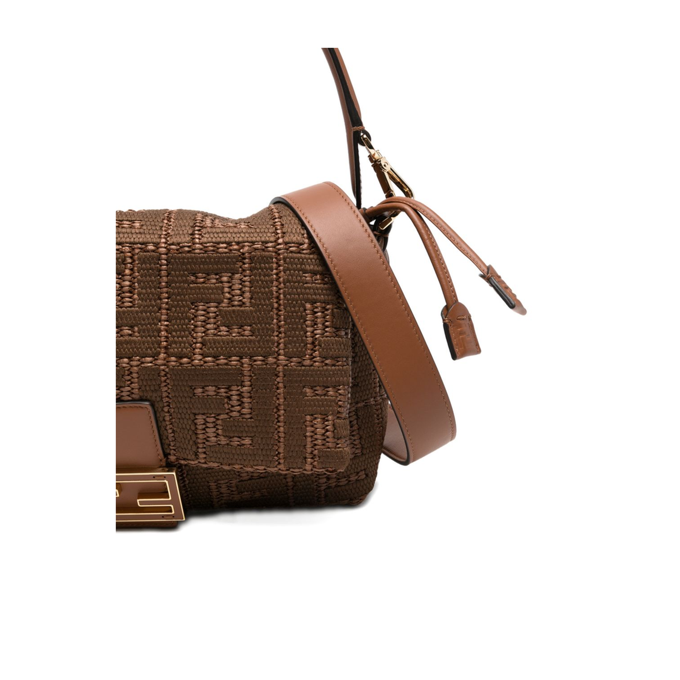 Mamma Baguette Medium Raffia-Effect Shoulder Bag - Sellier Brown