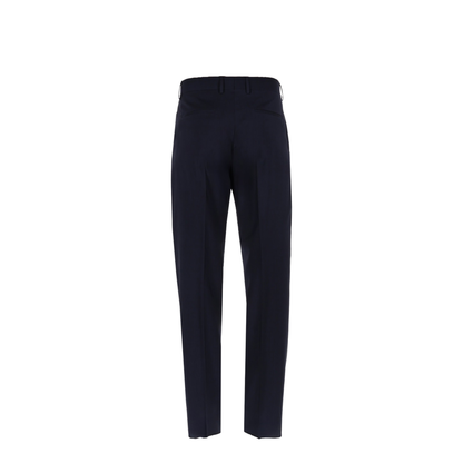 Dark Blue Wool Canvas Trousers