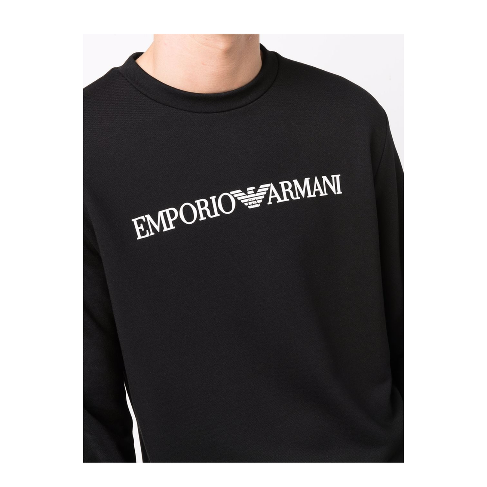Black Modal-Cotton Blend Jersey Fleece Sweatshirt