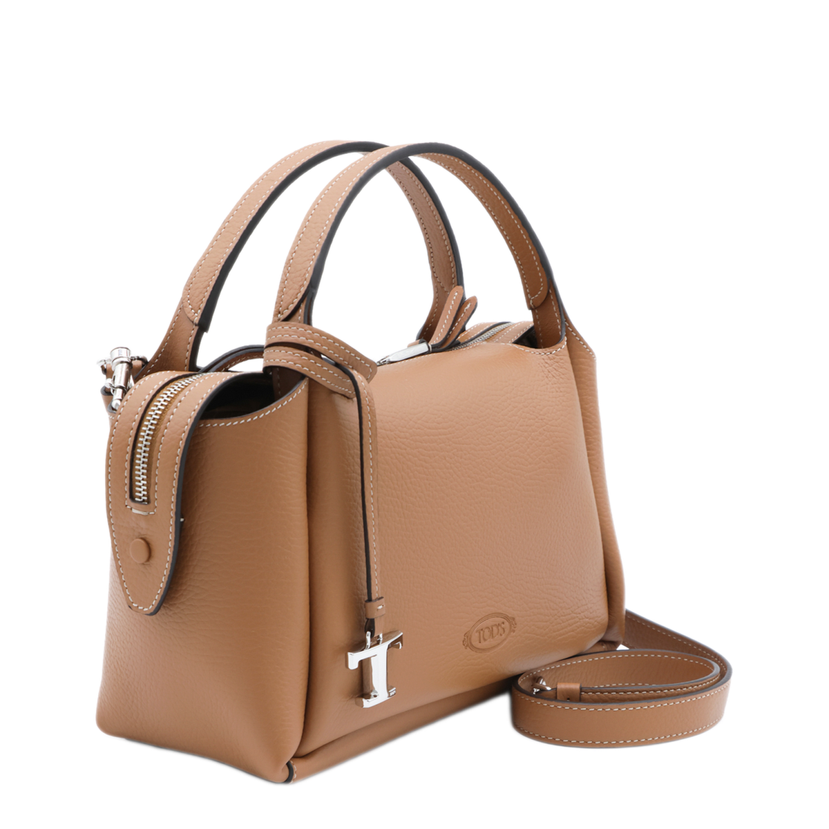 Leather Top Handle Bag - Brown