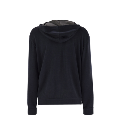 Cotton and Silk Interlock Hooded Topwear