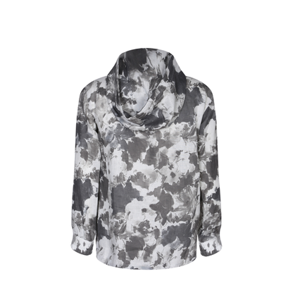 Zip Hoodie Gray White Pattern