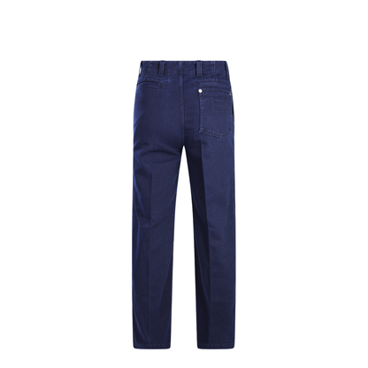 Washed Denim Pant with Embossed Label in Dark Blue