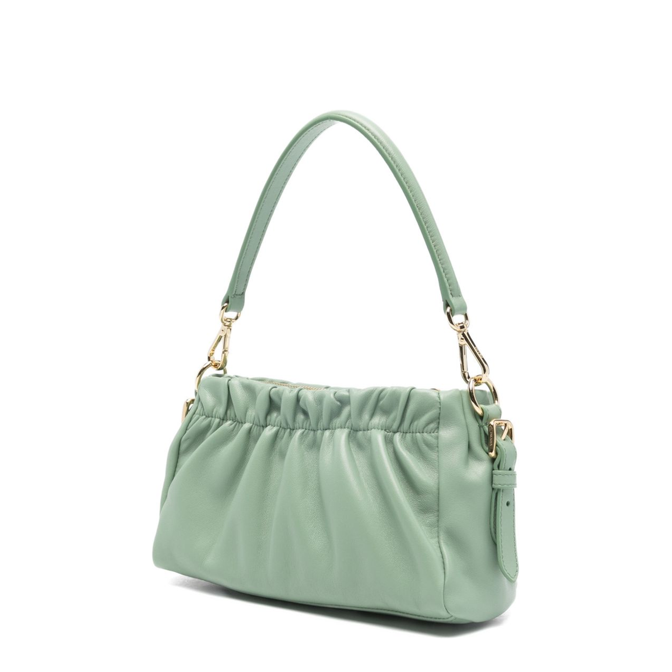 Gathered Nappa Handbag - Acquamarina