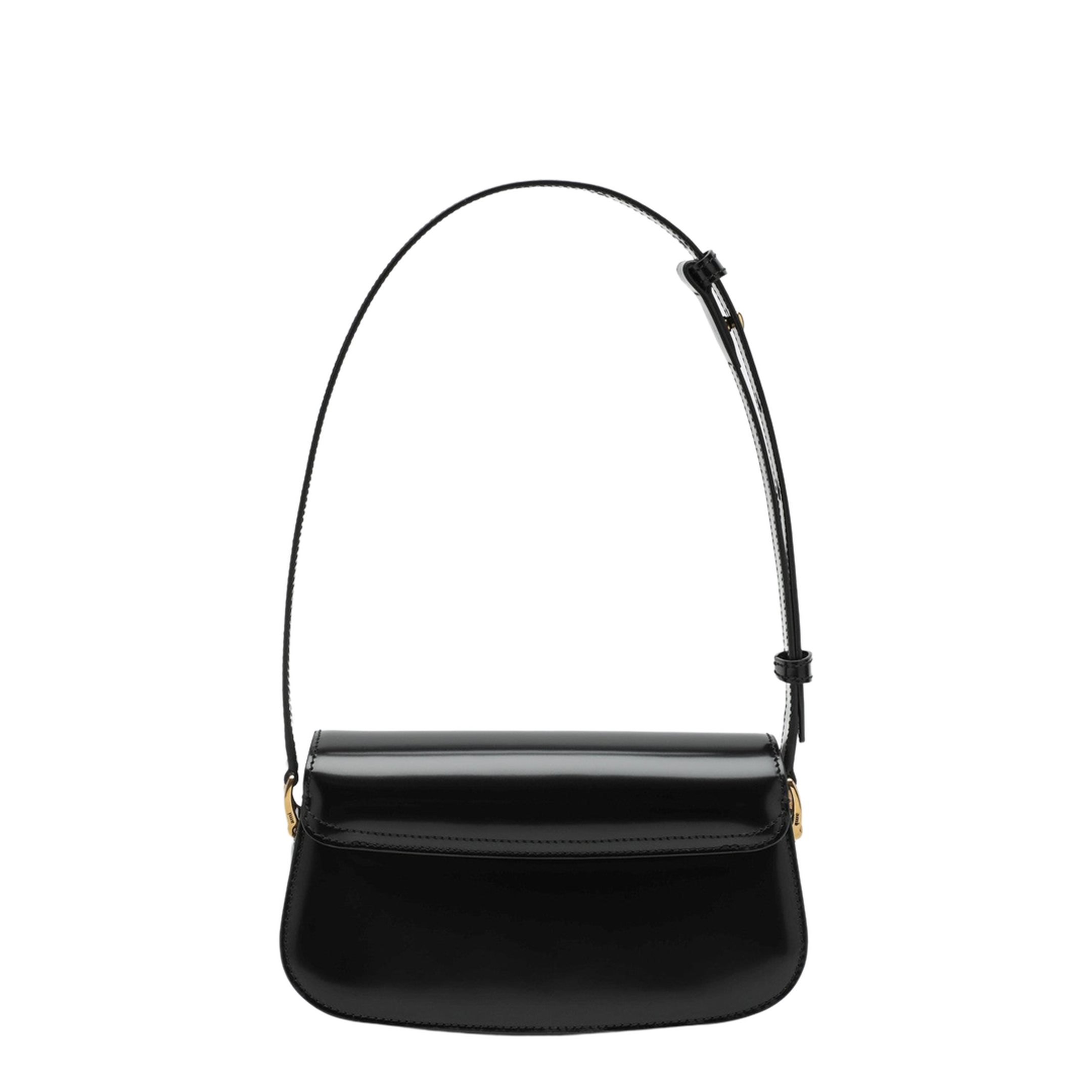 Black Glazed Leather Top Handle Bag