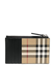 London Check Zip Wallet, Gold Hardware