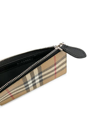 London Check Zip Wallet, Gold Hardware