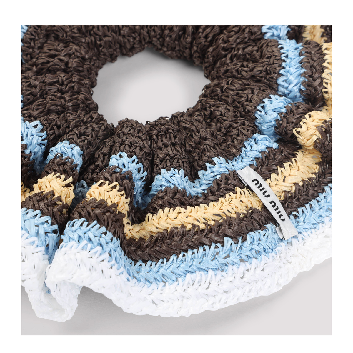 MAYFEYR - Miu Miu - Brown And Light Blue Cotton Scrunchie - 5IF0272CWXF04EM