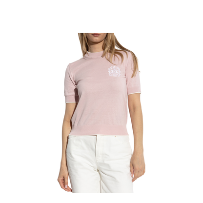 Emblème-Embroidered Knit Top Pink