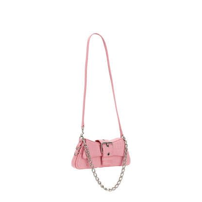 Lindsay Bag With Shoulder Strap In Pink Calfskin