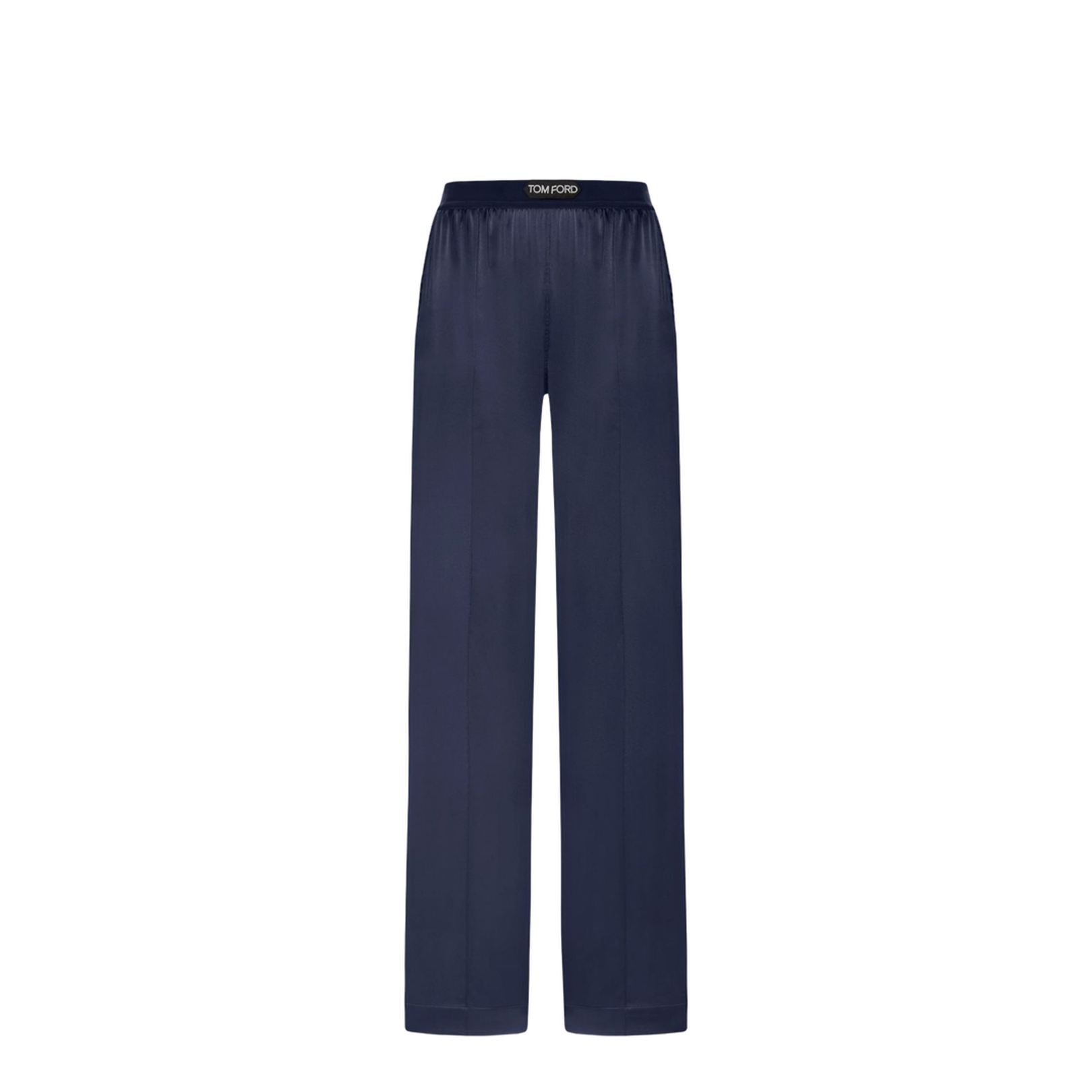 Dark Navy Stretch Silk Satin Relaxed PJ Pants