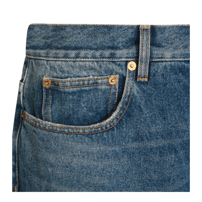Blue Medium Wash Loose Jeans