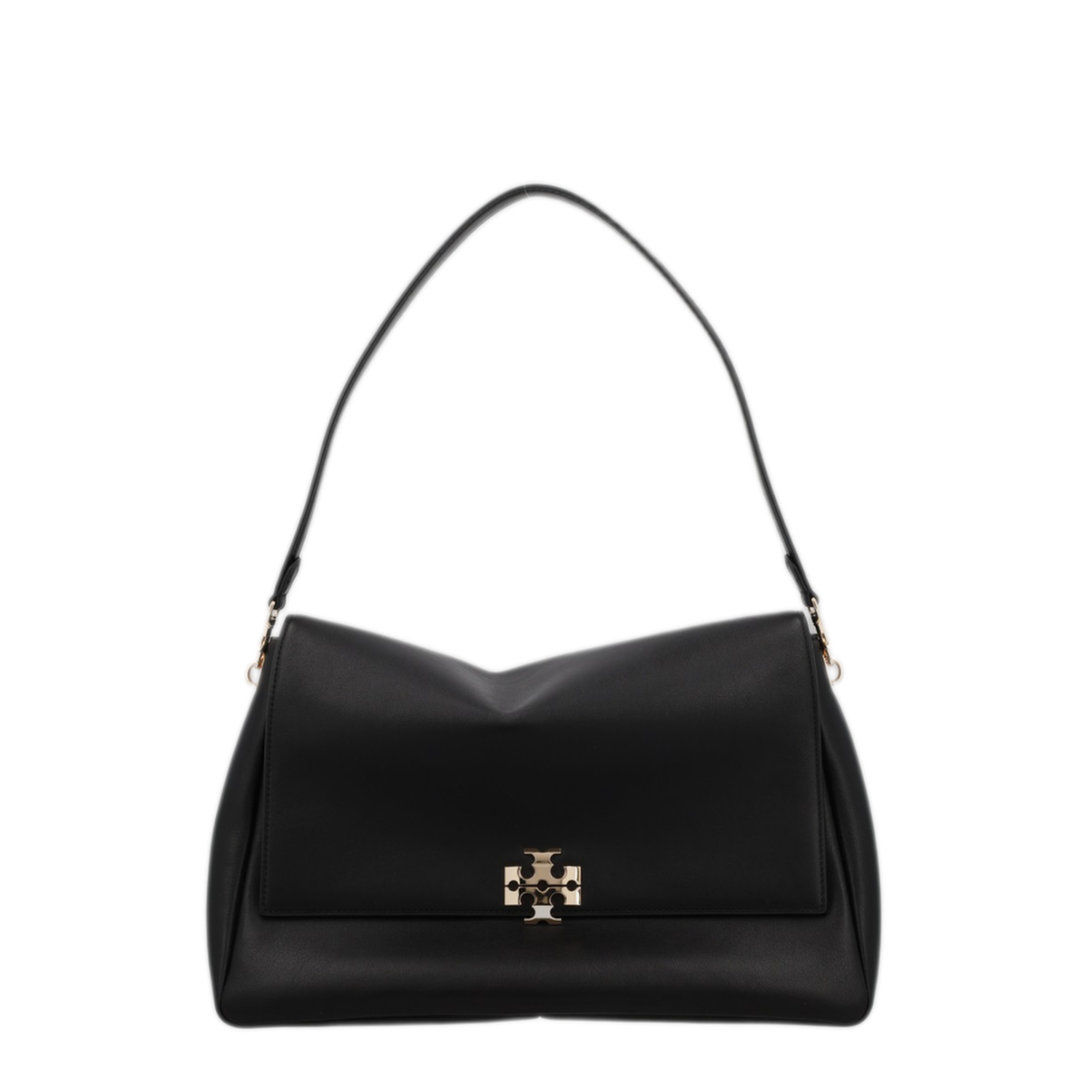 Charlie Large Leather Shoulder Bag - Black