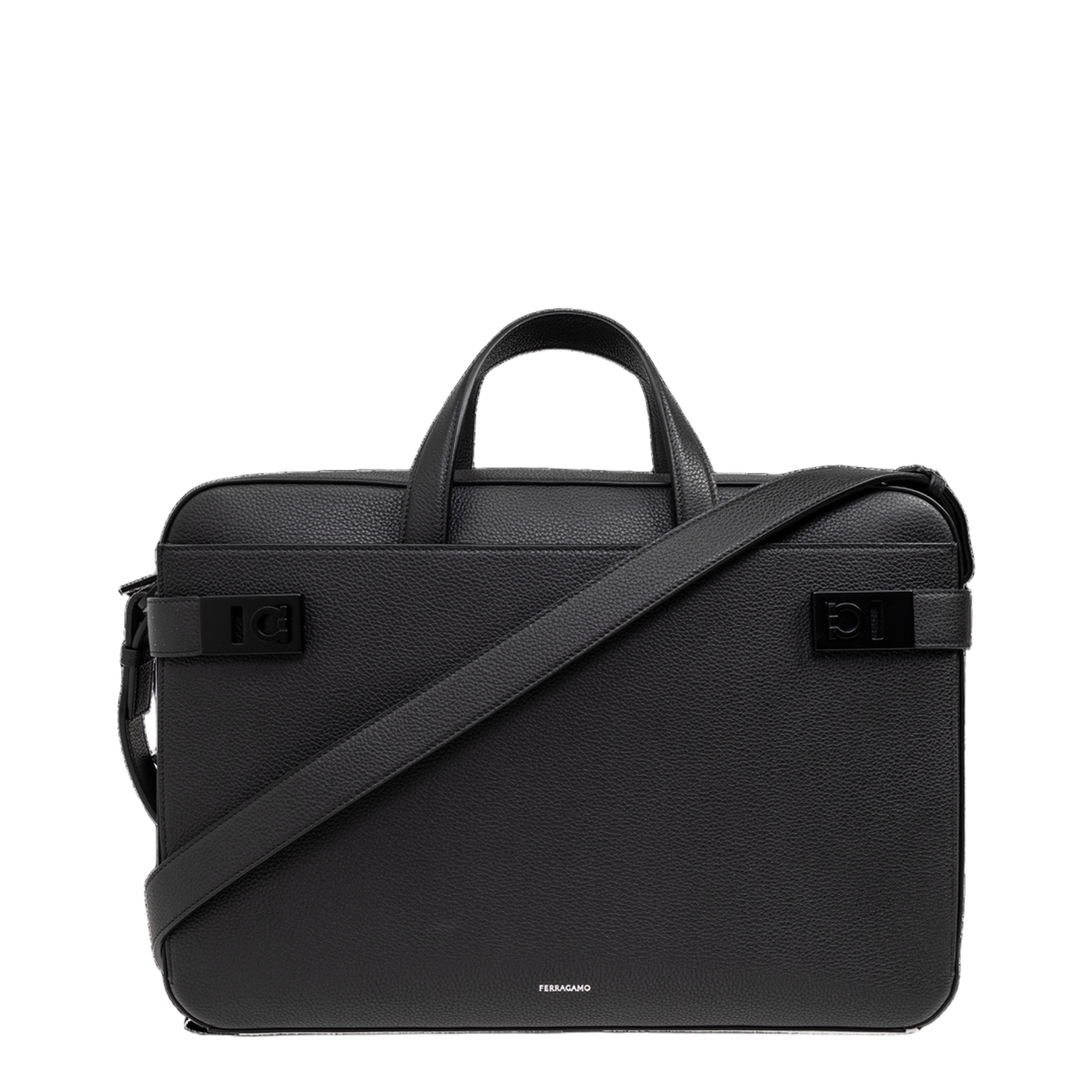 Ferragamo - Twins Business Bag With Gancini Hug Buckles - Nero