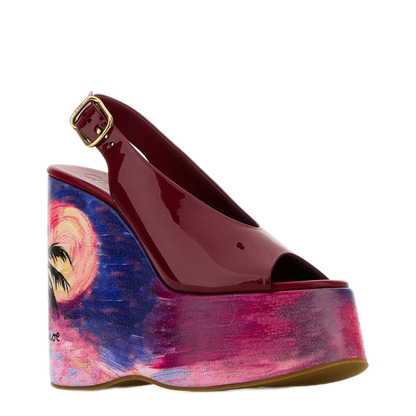 MAYFEYR - Chloè - Maxime Red Leather Wedge Sandals - CH26U09ZXG6Y8