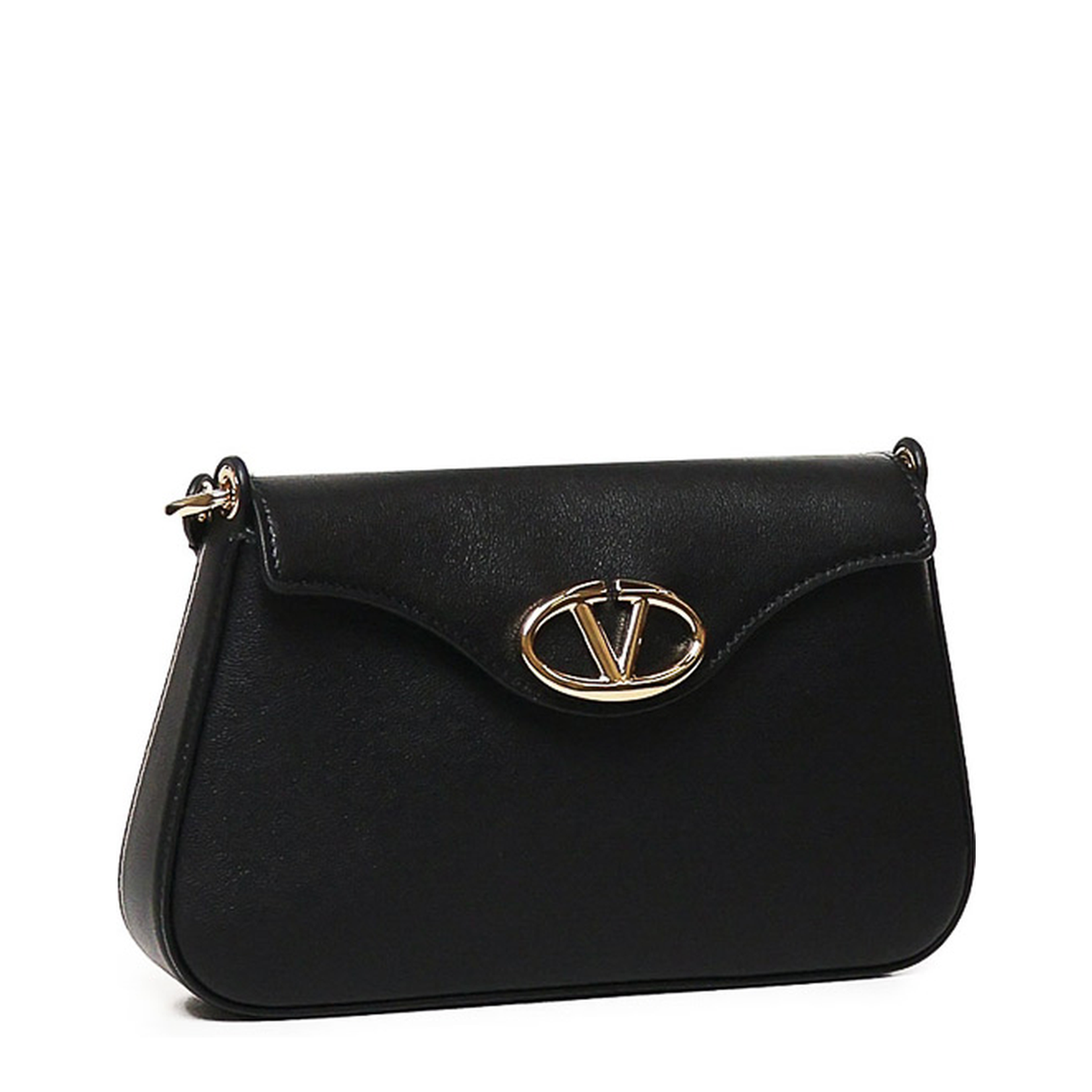 Leather V Logo Shoulder Bag