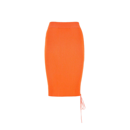 Orange Viscose Blend Skirt