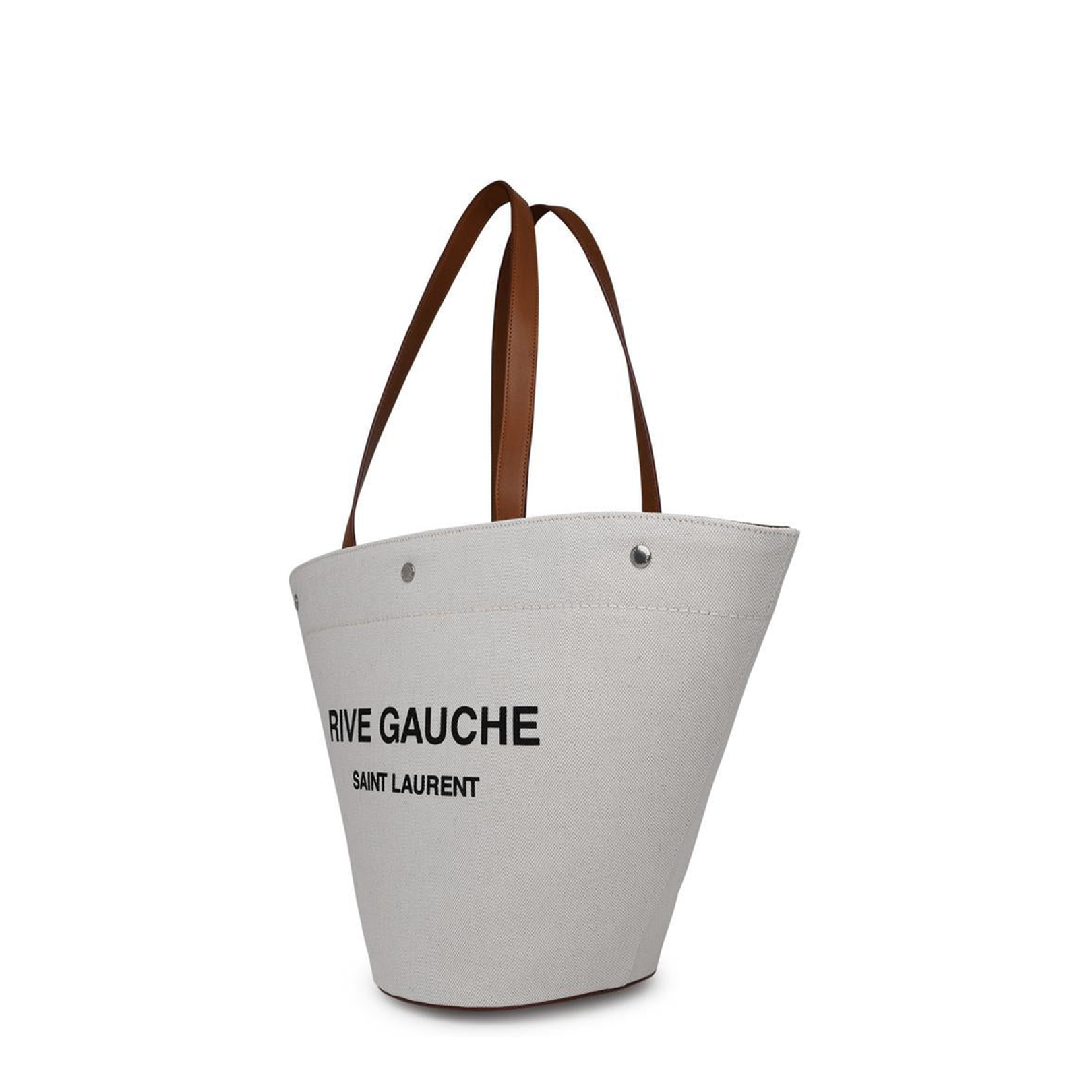 Rive Gauche Canvas Tote Bags - White