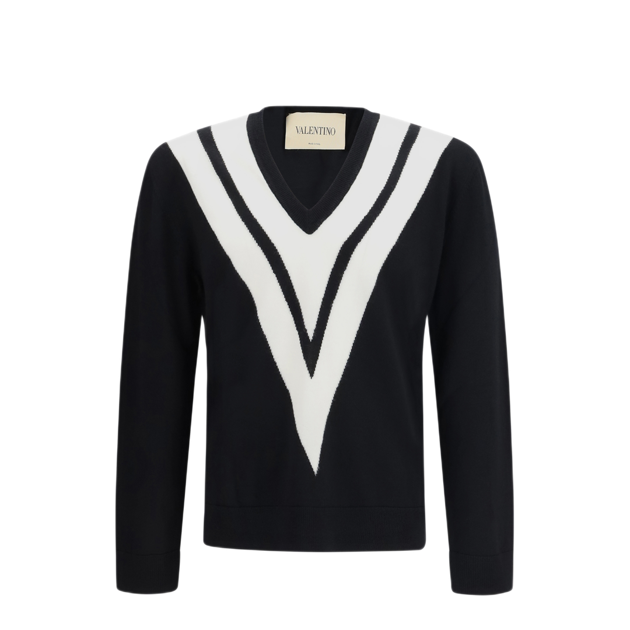 MAYFEYR - Valentino - Sweater In Virgin Wool With Intarsia V Detail - 8V0KC38LBG99RA