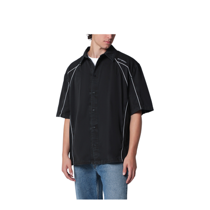 MAYFEYR -  - Off-White Black Owr Garment-Dyed Gabardine Sporty Bowling Shirt - OMGG01IS26FAB0010001