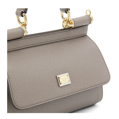 Sicily Mini Calfskin Top Handle Bag - Beige