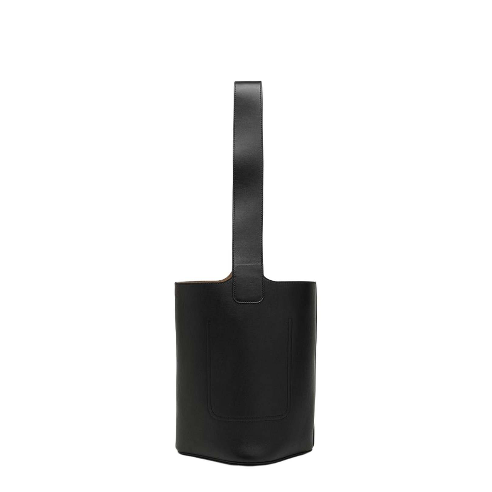 Medium Pebble Bucket Bag in Smooth Calfskin Black