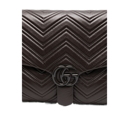 GG Marmont Maxi Matelassé Chevron Leather Shoulder Bag - Chocolate