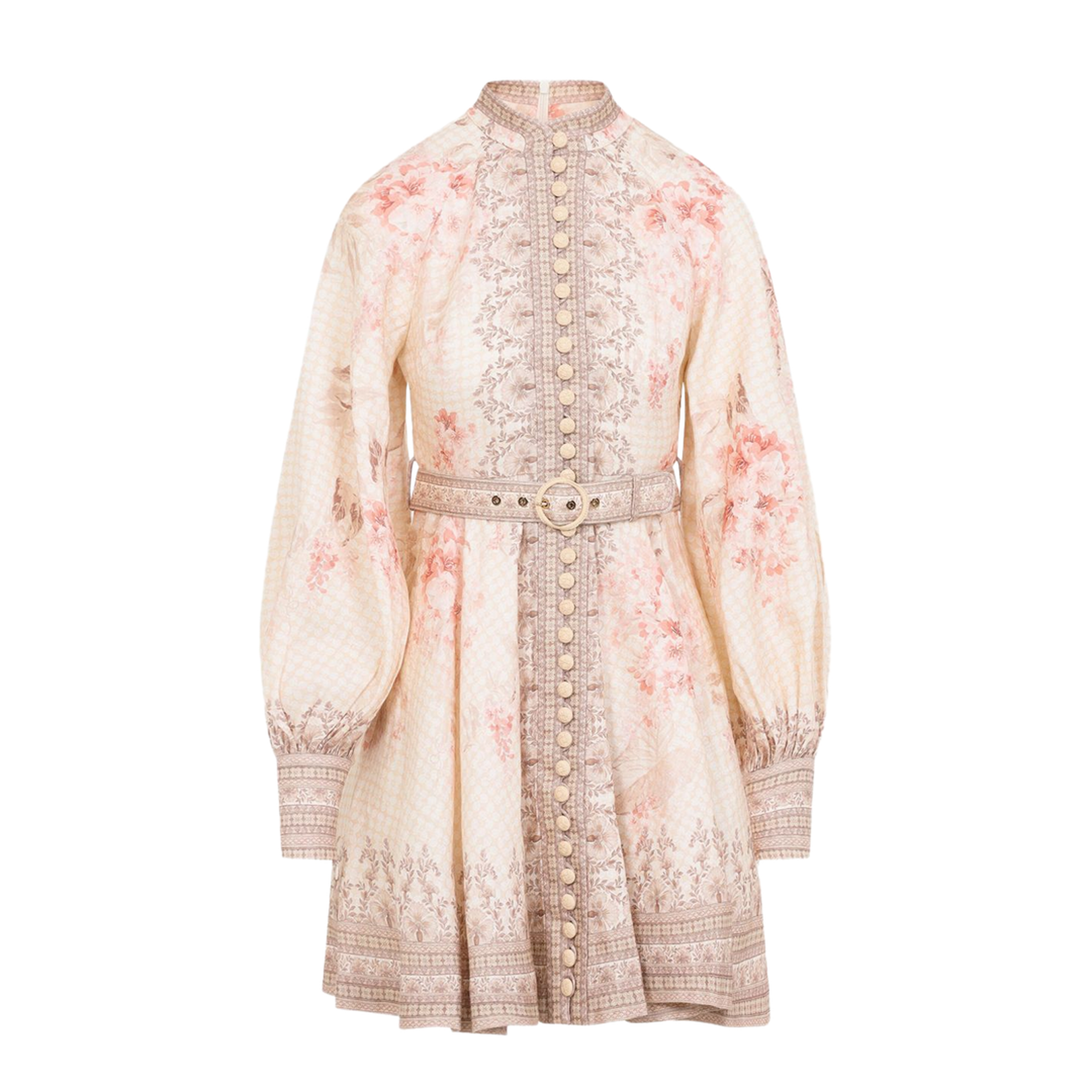 Beige Printed Mini Dress