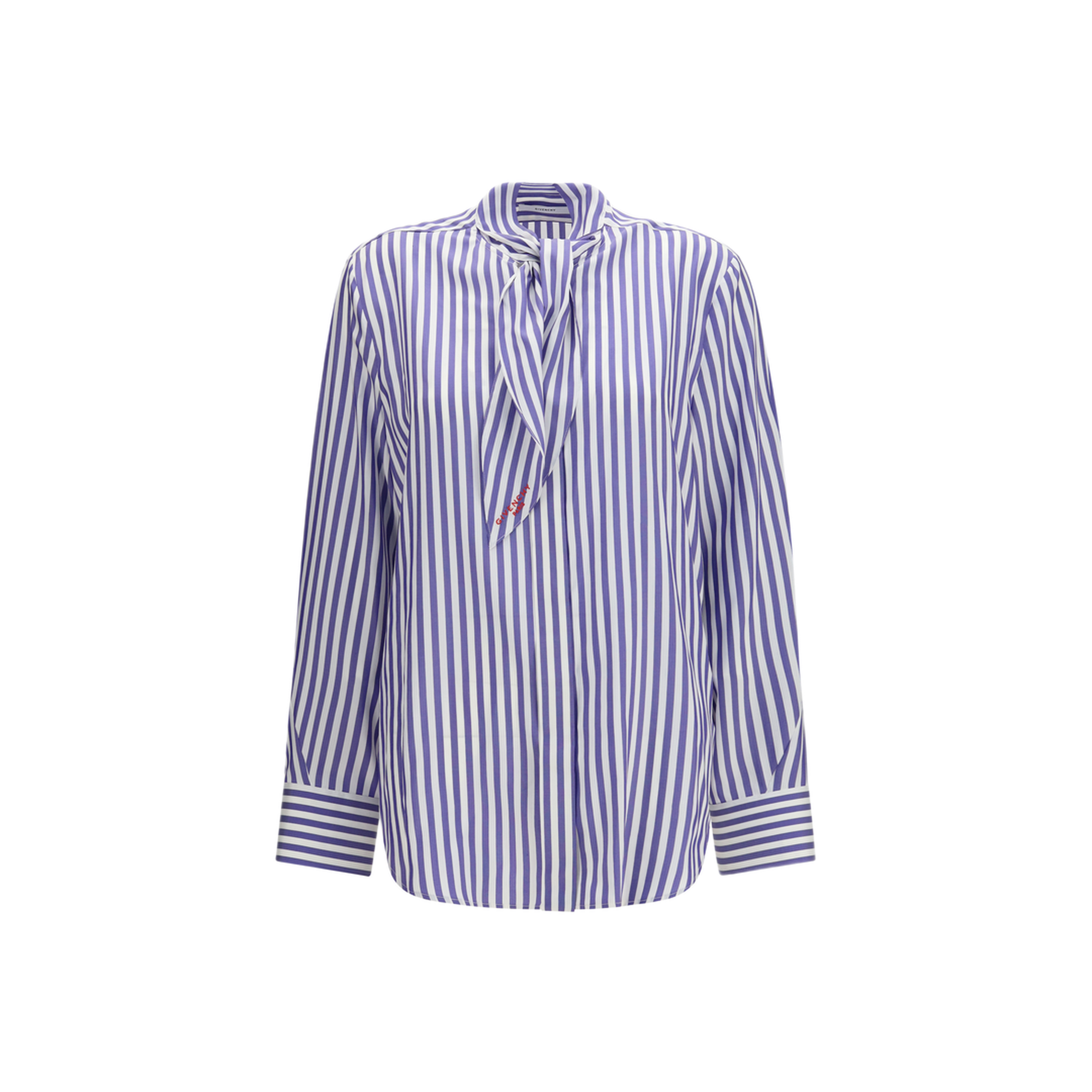 MAYFEYR - Givenchy - Silk Striped Cocoon Shirt With Bow - BW61MG16UR977
