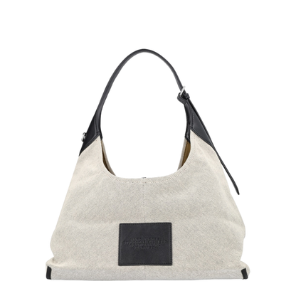 The Sack Bag Canvas Shoulder Bag - Ivory/Black