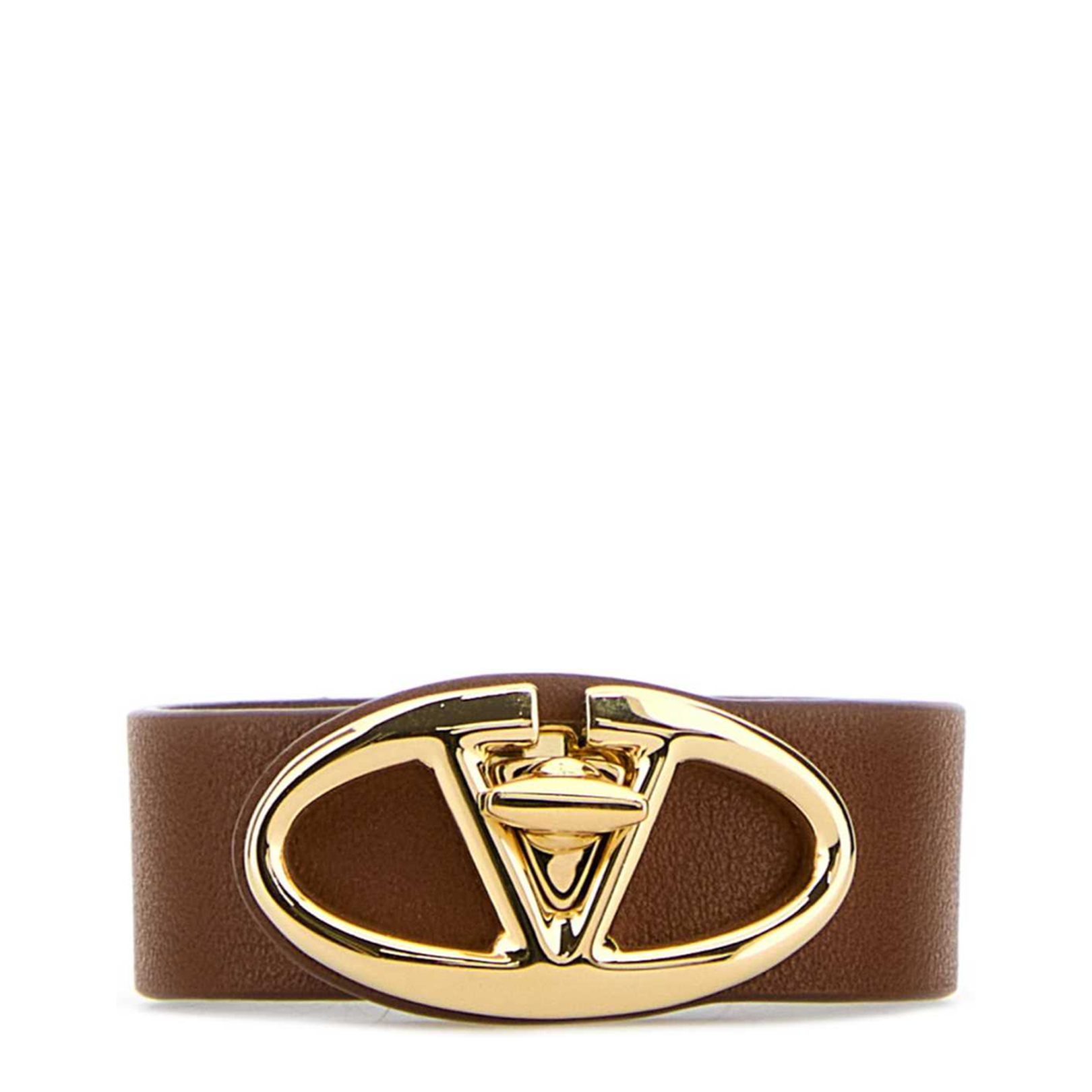 Brown Leather VLogo Bracelet