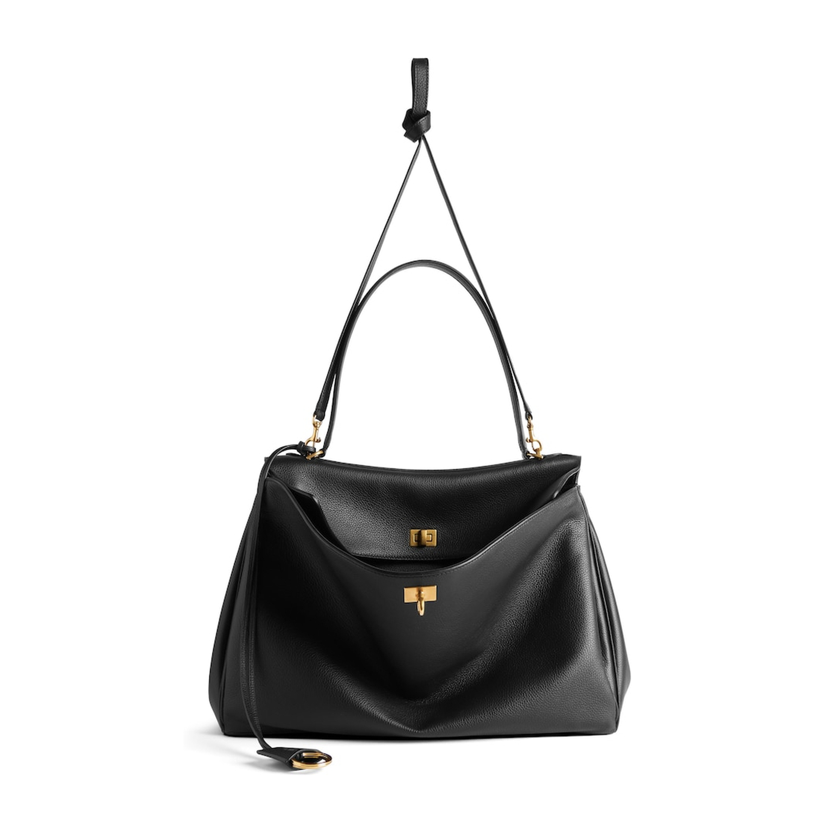 Women's Rodeo Handbag Large Grained Calfskin in Black