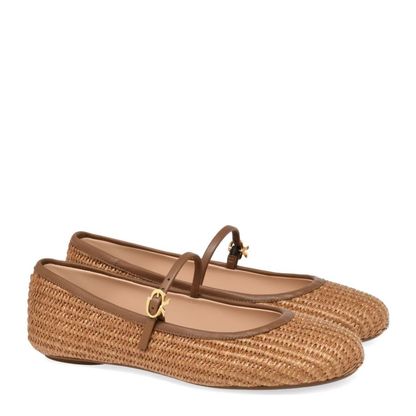 Raffia Leather Slip-On Flats